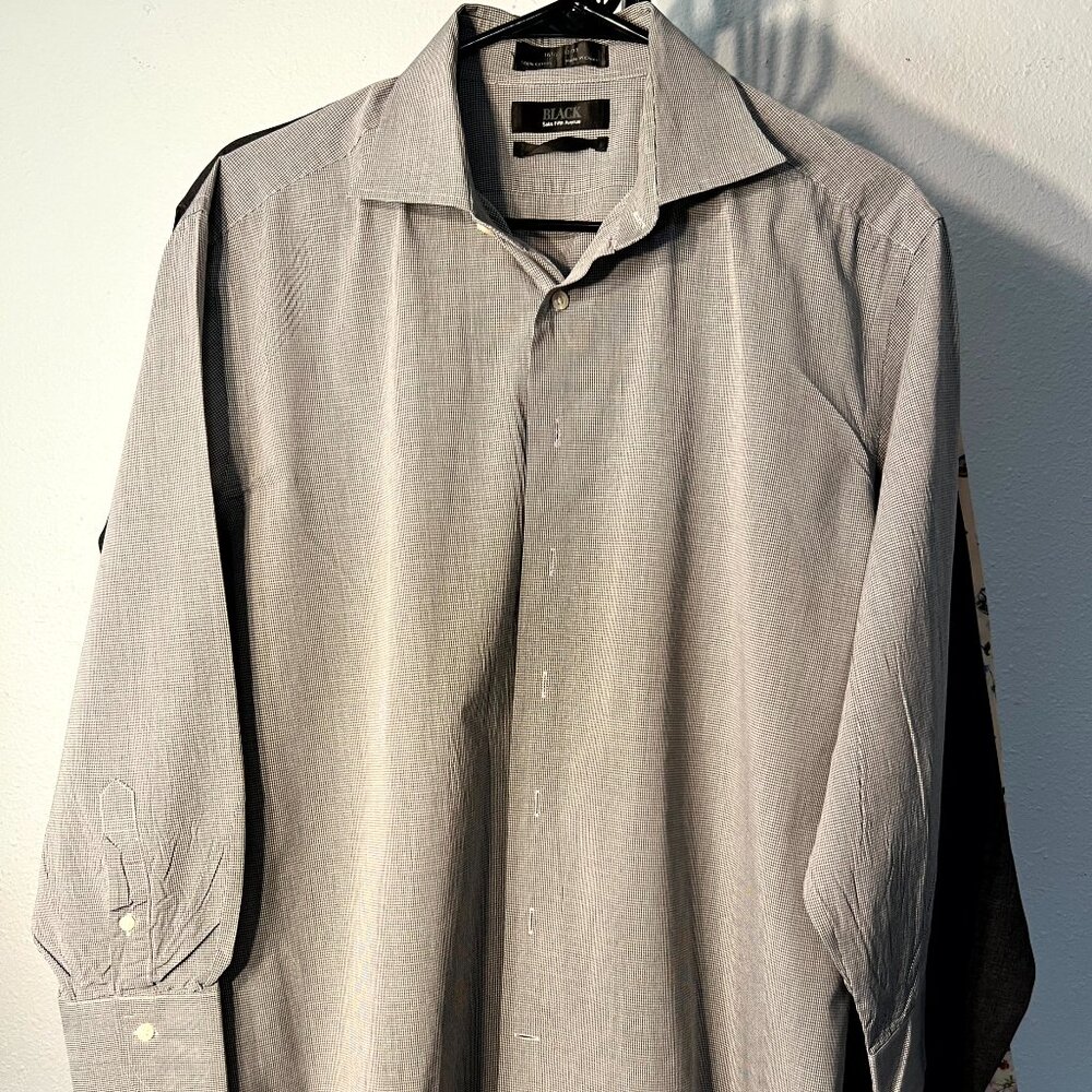 Saks Fifth Avenue Black Label 100% Cotton Grey Long-Sleeve Button-Up SZ Lrg